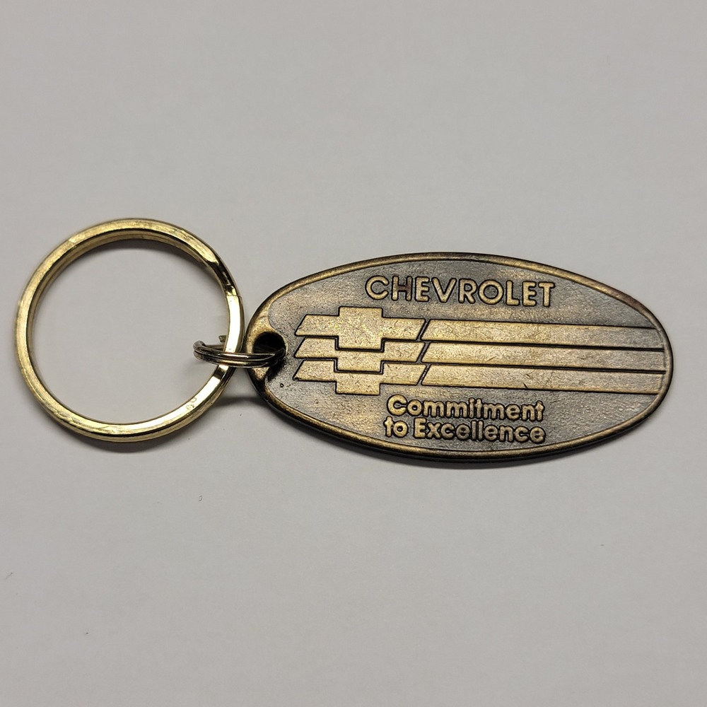 Vintage Chevrolet Keychain Brass Commitment To Excellence Royal Oak Michigan